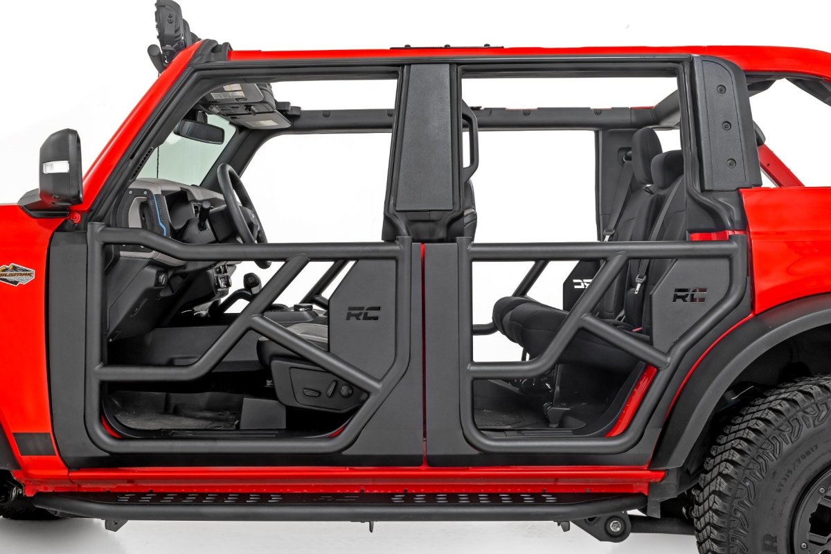 Ford Bronco Tubular Doors - Rough Country - Steel Tube Doors - Black - '21-'25